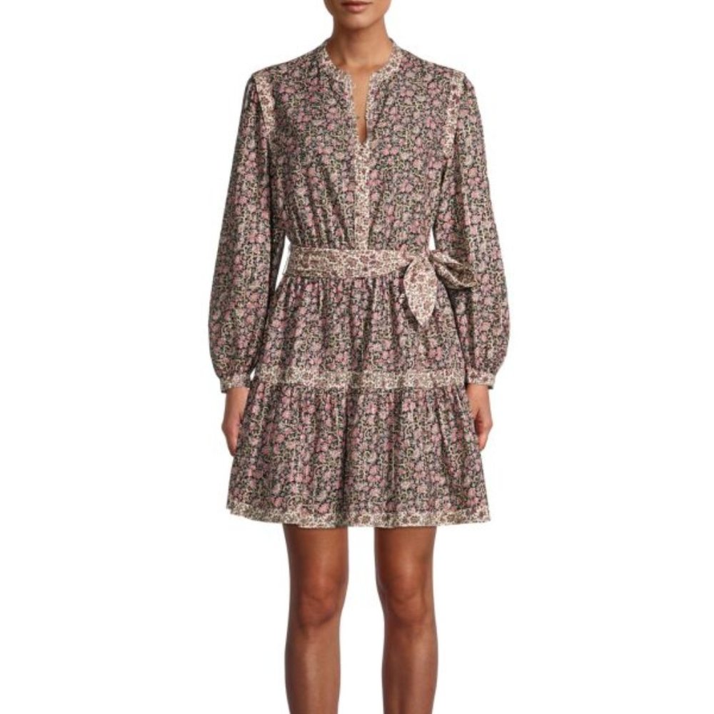 Rebecca Taylor La Vie Claudine Floral Long-Sleeve Mini Dress, NWT, Size S
